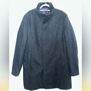 Men’s Ted Baker Margate High Neck Single Breasted Wool Charcoal Trench Coat